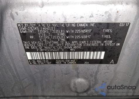 2017 Toyota Rav4 Le from USA, damaged, VIN 2T3BFREVXHW628770